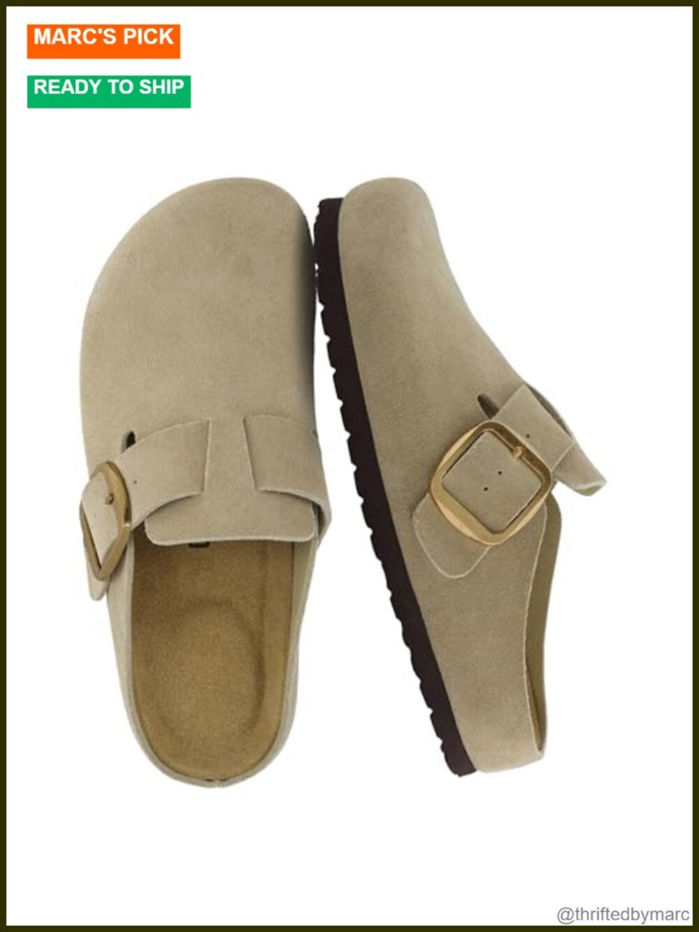 Genuine Leather Clogs Slip On Mules Memory Foam Buckle Women